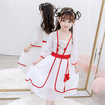 Girls dress Summer chiffon hanfu dress costume 3 four or five 5 liu qi ba jiu ten-year-old little girl Chinese style