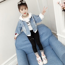 Girls coat autumn female baby 1 two 2 two 3 san four wu liu ba 9 year-old little girl zi yang gas denim shirt