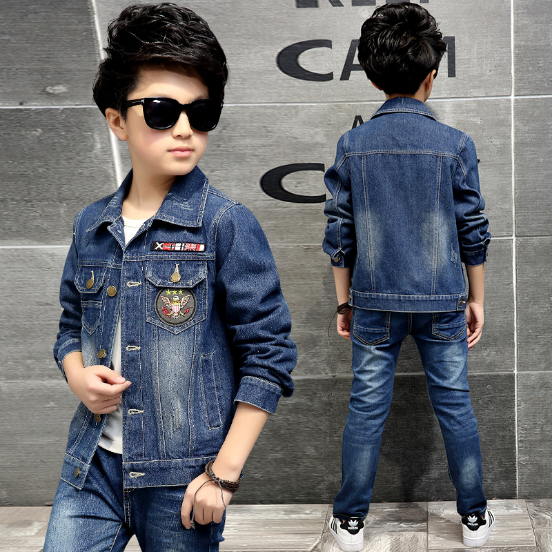 Boys spring and autumn denim jacket 788-10109 years old boy handsome denim jacket 12 boys tops 7