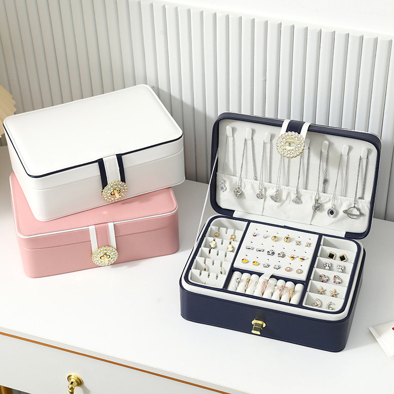 Large capacity princess European style Korean jewelry storage box jewelry box hand ornament earring earring stud earrings box with lock