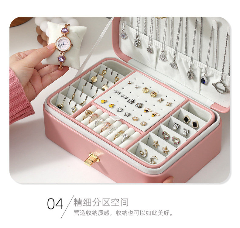 大容量公主欧式韩国首饰收纳盒首饰盒子手饰品耳饰耳环耳钉盒带锁详情15