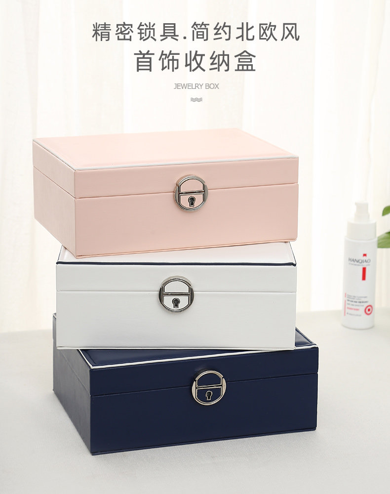 大容量公主欧式韩国首饰收纳盒首饰盒子手饰品耳饰耳环耳钉盒带锁详情16