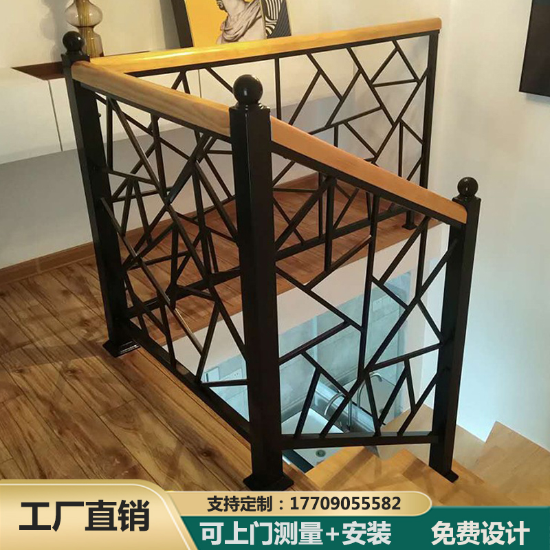 Iron stair guardrail handrail home indoor simple modern balcony fence guardrail European style iron railing attic