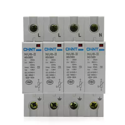 Zhengtai household lightning protection device arrester surge protector NU6-II 4P 25-60KA