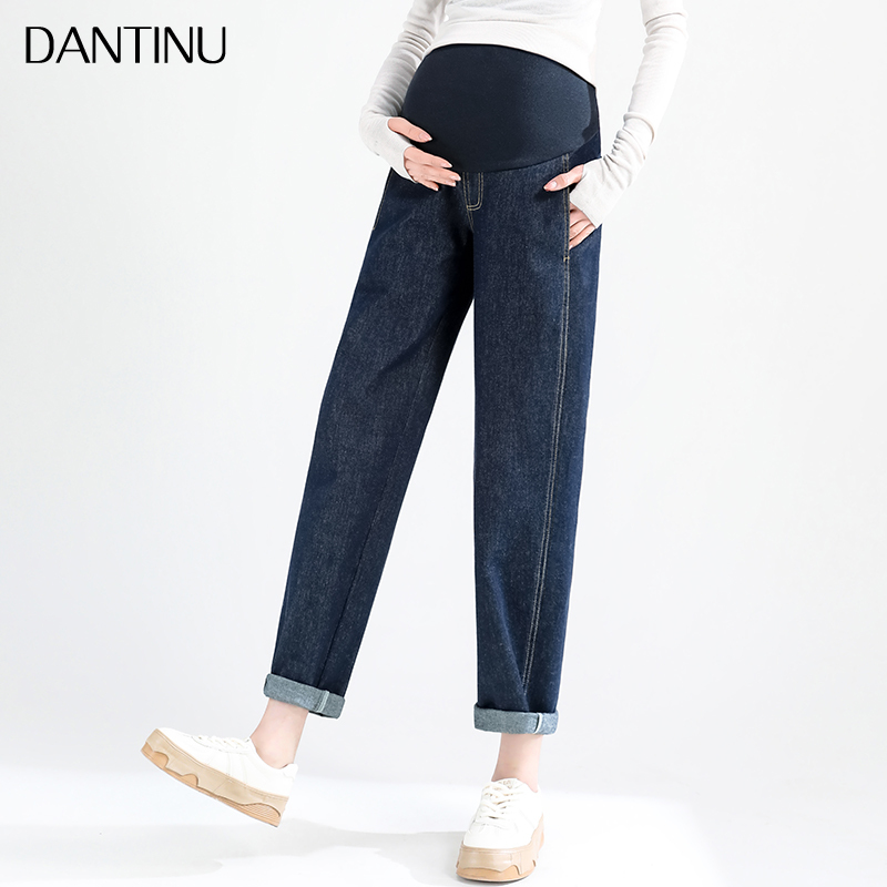 Maternity Pants for Spring 2026, New Style Belly-Supporting Jeans, Spring and Autumn, Plus Size, Loose Fit, Petite, Straight-Leg Dad Pants