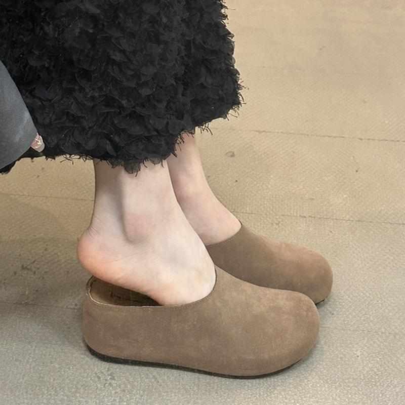 Cowhide Version! Women's Genuine Leather Birkenstock Shoes with a 7cm Height Increase for Petite Individuals, Suitable for Outdoor Wear, Thick-Soled, Half-Closed Toe, Slip-On Style