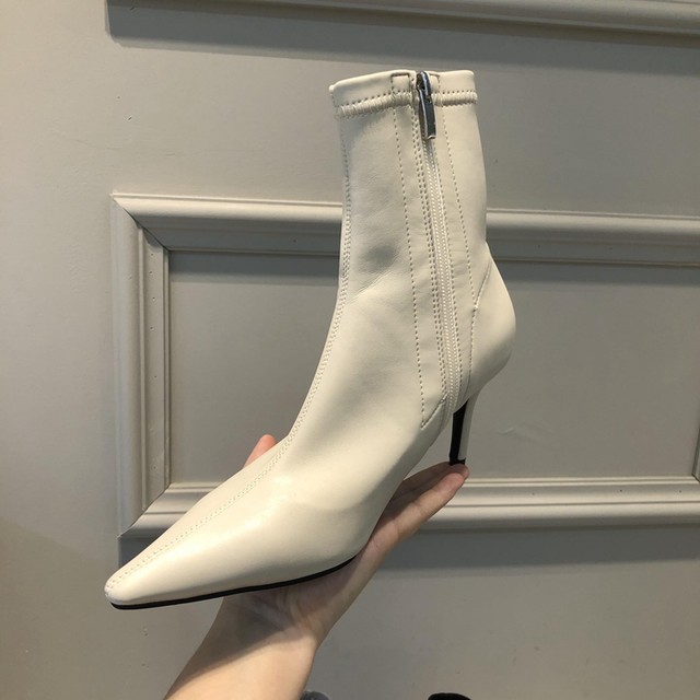 Koike in Seoul 2023 autumn and winter new sexy pointed toe stiletto heel women's boots side zipper temperament slim boots short boots