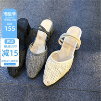 South Korea Dongdaemun Womens shoes 20 Summer new Korean version Pointed Shallow Mouth Braiding and Leisure slippers Two wearing shoes women