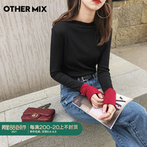 OtherMix long-sleeved t-shirt womens summer 2021 new black ins stitching top inner base shirt