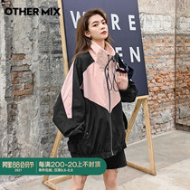 OtherMix Hong Kong style jacket womens autumn season 2021 new Korean loose ins stand-up collar baseball suit