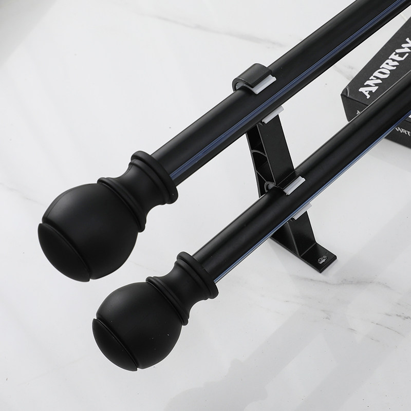 Livable impression Nordic Roman rod curtain rod mute black white single rod double rod bedroom living room punching accessories