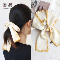 Polo point silk scarf hair band Thin spring and autumn tied hair female small long strip thin narrow hair with shirt ribbon summer