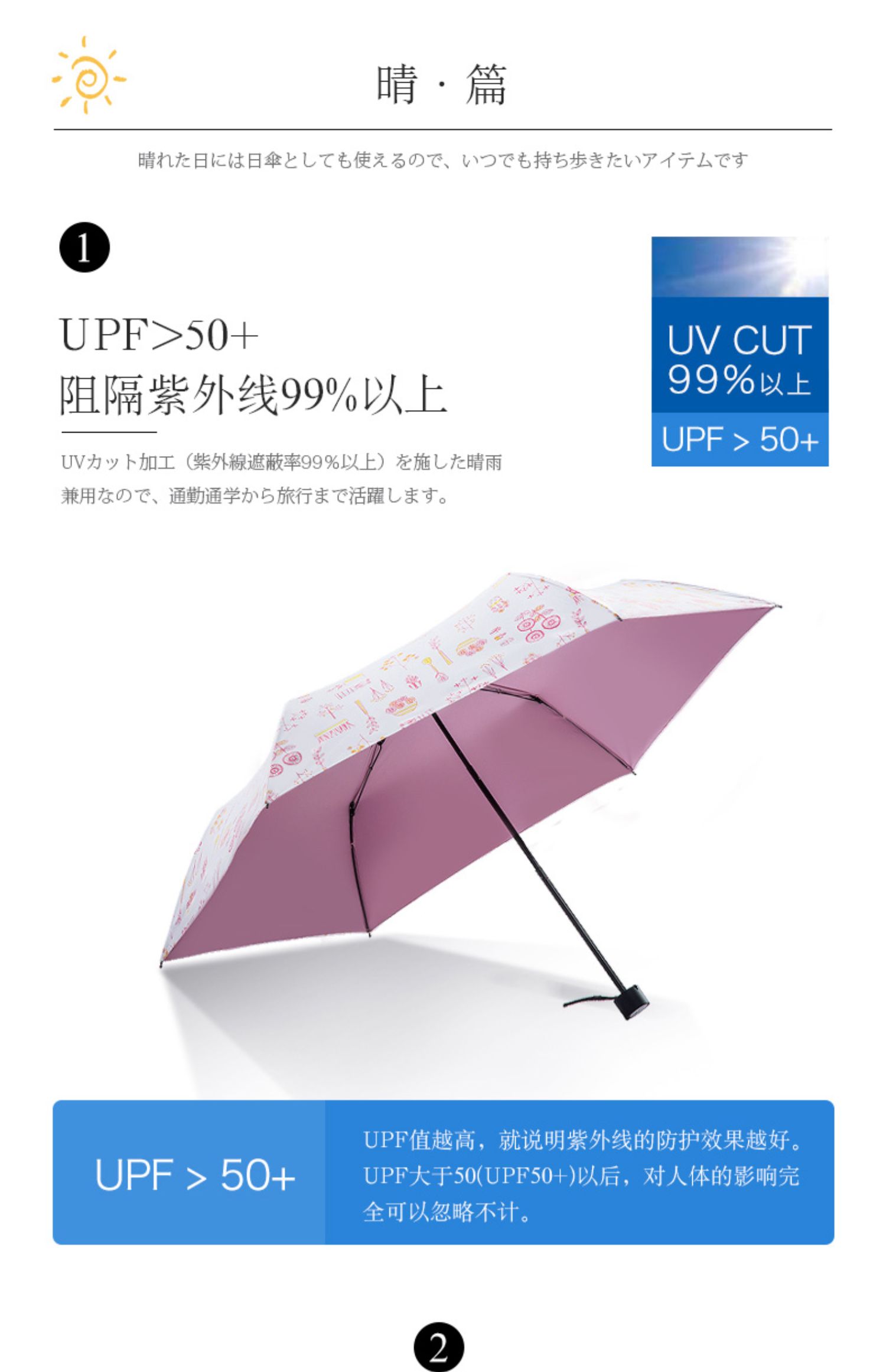 日本 Mabu 轻量6骨 降温8度防晒晴雨伞 双重优惠折后￥28包邮包税