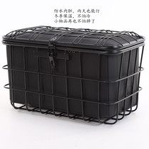 Electric bicycle basket student schoolbag basket elderly tricycle basket helmet special with lock anti-rainwater increase general