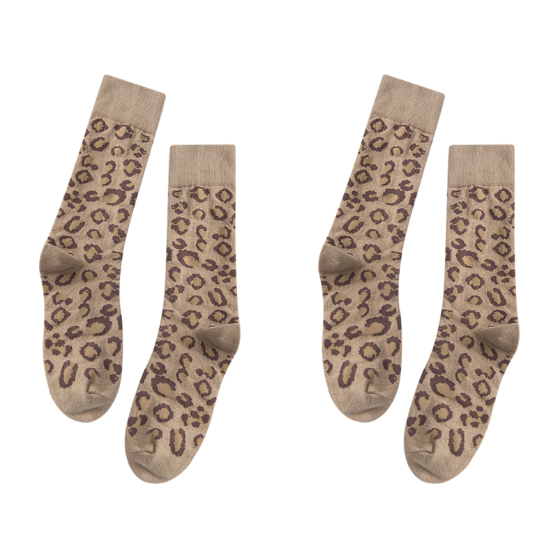 Korean Style Leopard Print Socks for Women, High Tube Slouch Socks, Autumn and Winter Trendy Socks for Women, Mid-Tube Socks That Go Well with Dad Shoes, Versatile and Unique