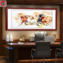 Living room decoration painting eight jujun picture hanging painting living room sofa background wall painting office calligraphy painting decoration horse to success