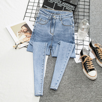 High Waist Jeans Woman 90% 2022 Spring fit new 100 hitch skinny blue car foot with slim fit slim fit