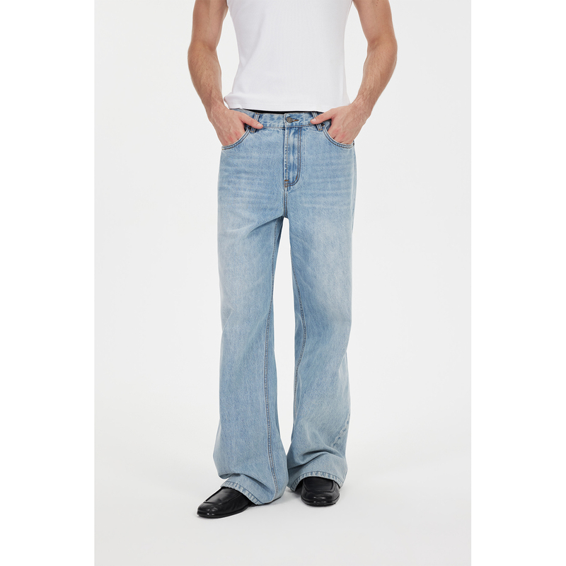 Core Form Imported Turkish Cotton Light Blue Washed Straight-Leg Slightly Loose Casual Jeans Core Form Imported Turkish Cotton Light Blue Washed Straight-Leg Slightly Loose Casual Jeans