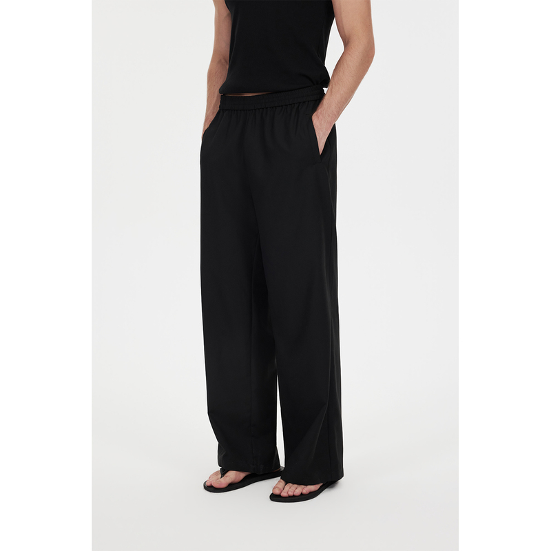 Core Form Elastic Waist Adjustable Washable Black Casual Sports Pants
