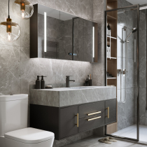 Bathroom rock board one-piece bathroom cabinet combination set Sink wash mirror Light luxury smart bathroom wash basin