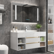 Light luxury bathroom cabinet combination Simple modern bathroom Marble sink washbasin set Bathroom sink