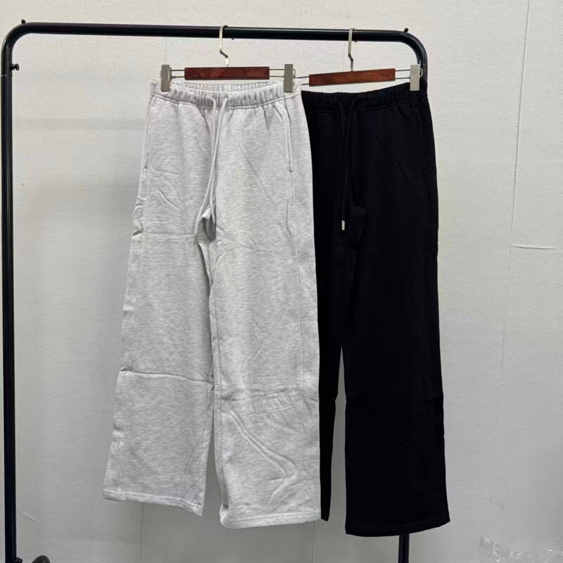 Foreign Trade Women's Clothing Ga 67 Cotton Fleece-Lined Straight-Leg Casual Pants 2 Colors Simple Solid Color Basic Style Oversized 1220