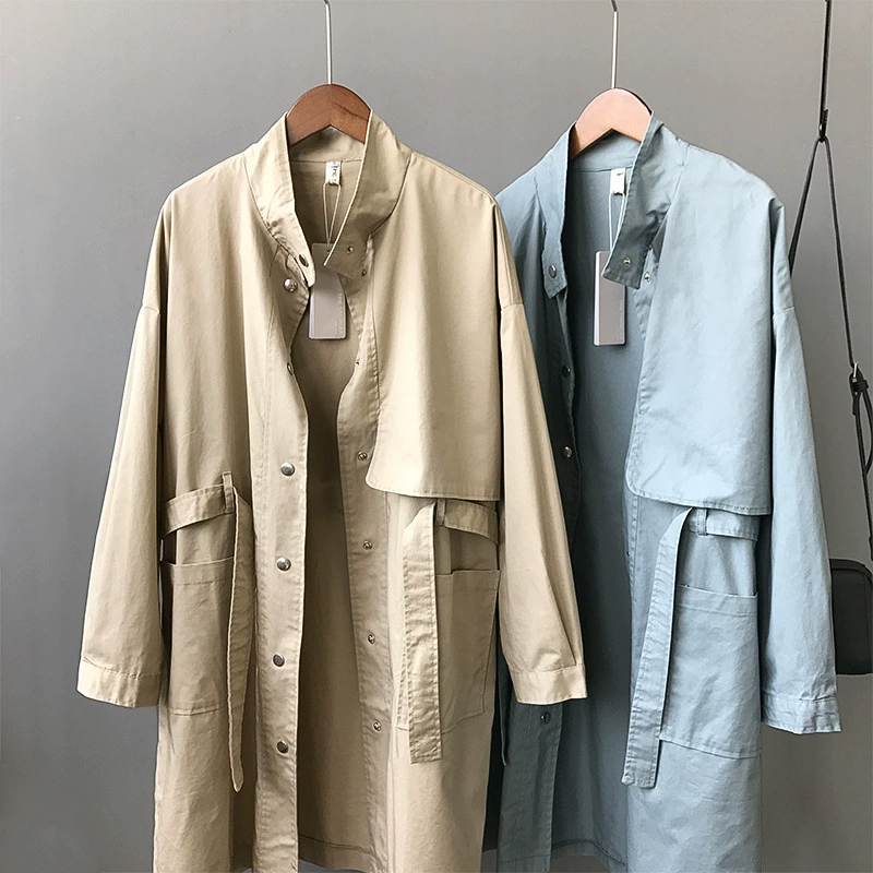 Áo mùa thu 2018 phiên bản Hàn Quốc mới của áo khoác vai mùa thu cỡ lớn áo gió nữ dài áo khoác nữ hàn quốc