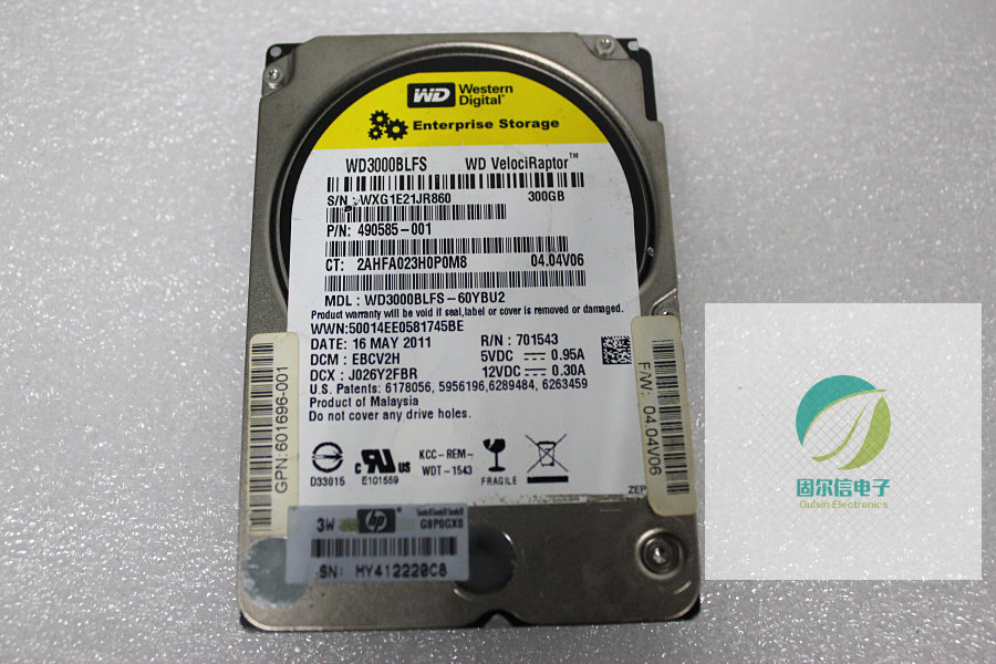 490585-001 601696-001 WD3000BLFS WD Velociraptor 300G hard drive 10K SATA