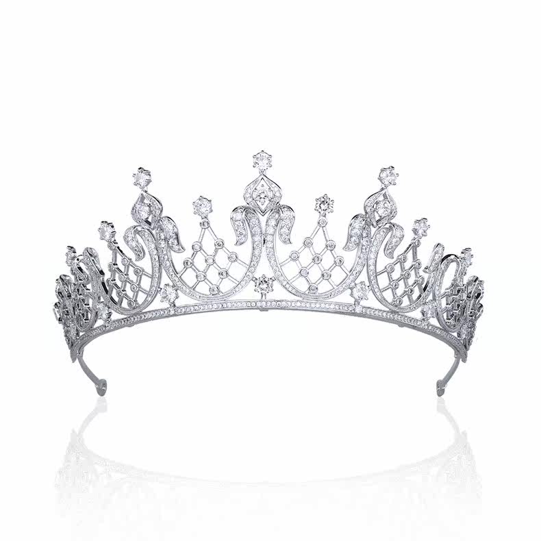 Другие настраиваемые украшения 欧洲明星伊丽莎白泰勒同款白金皇冠高端新娘婚礼头饰锆石王冠生日 Doreen