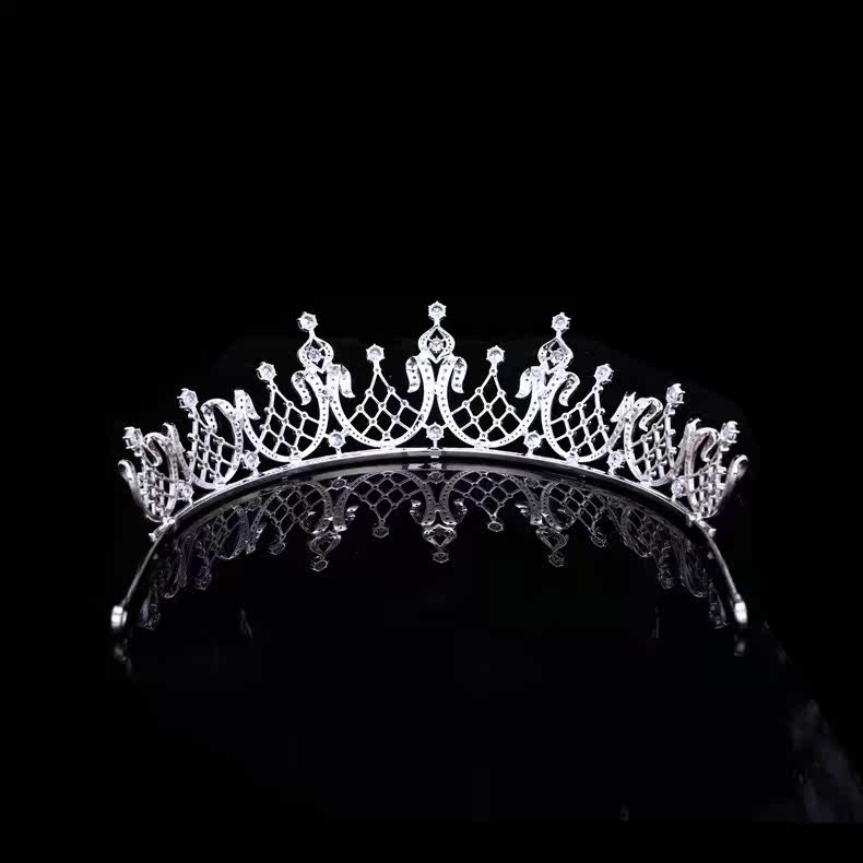 Другие настраиваемые украшения 欧洲明星伊丽莎白泰勒同款白金皇冠高端新娘婚礼头饰锆石王冠生日 Doreen