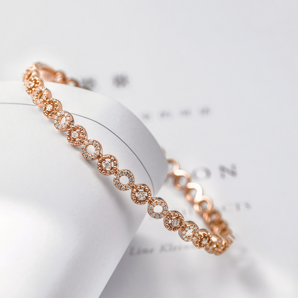 18K White Gold Diamond Bracelet Jewelry Jewelry Group Set K Gold Bracelet Rose Gold Fancy Gold Gift for Girlfriend Valentine's Day Gift