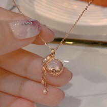 18K rose gold diamond necklace white gold fritillary foe bag pendant female custom platinum collarbone chain to send girlfriend gift