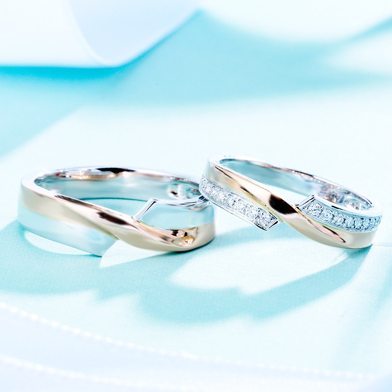 18K gold diamond ring two-color infinite love proposal wedding diamond ring custom platinum wedding ring men and women couples ring