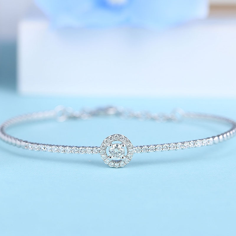 18K Platinum Diamond Bracelet Female Real Drill Luxury Group Inlaid With Diamond Hand Refined Platinum Rose Gold Sending Gift Jewellery