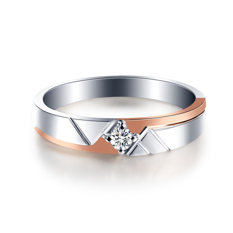 Two - color diamond ring 18 kg diamond ring male and female couple to marry marriage custom platinum wedding ring