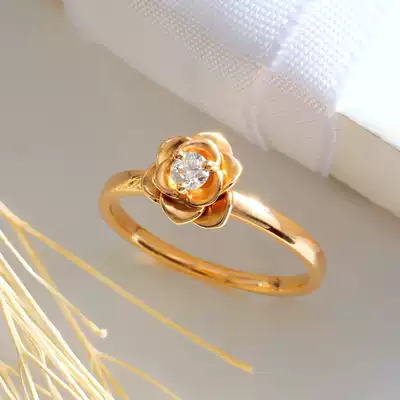 18K Golden Rose diamond ring for wedding ring custom platinum diamond to send girlfriend flower hipster diamond ring