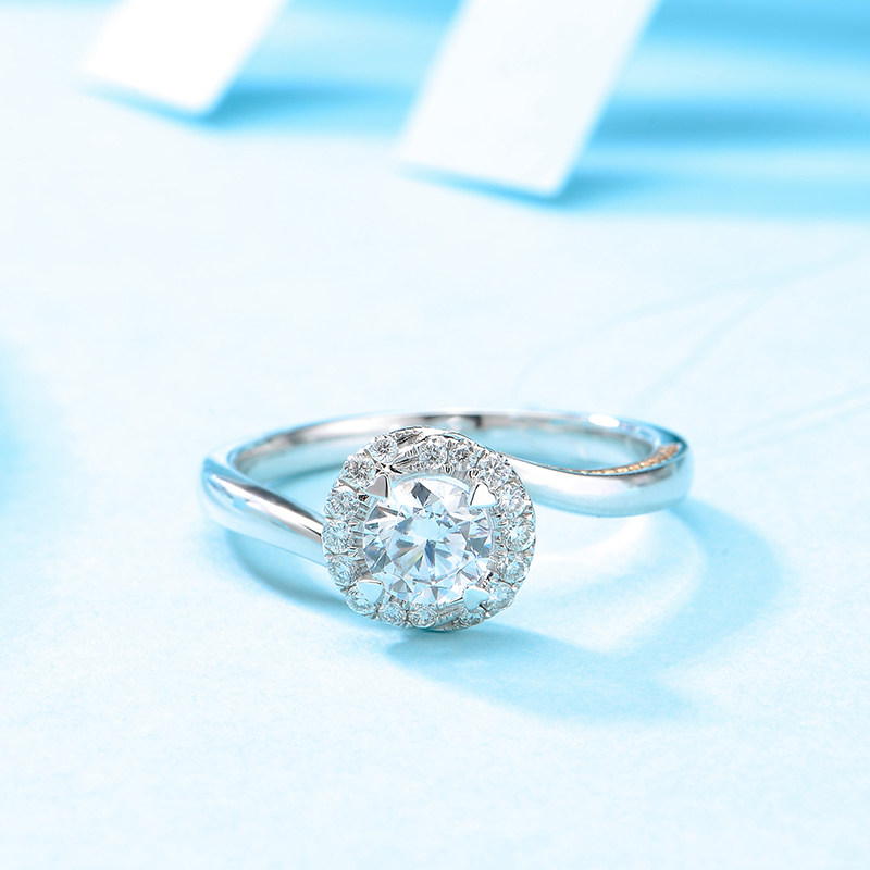 18K white gold 25 points diamond ring custom platinum GIA loose diamond luxury group twist arm diamond ring female proposal marriage