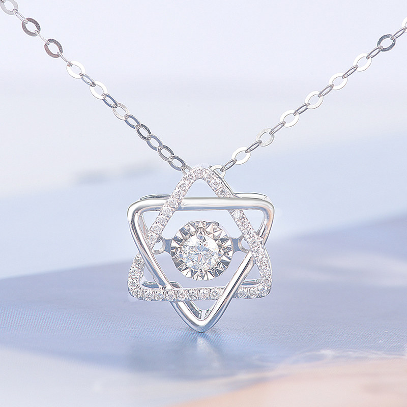 18K Platinum Rose gold diamond neckladies custom platinum pendant hexagon necklace female lockchain fresh