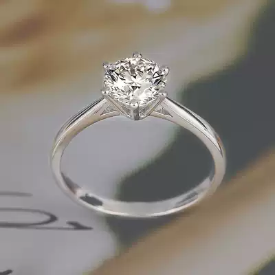 18K platinum single diamond ring classic six-claw female wedding ring custom platinum rose gold GIA bare Diamond inlay
