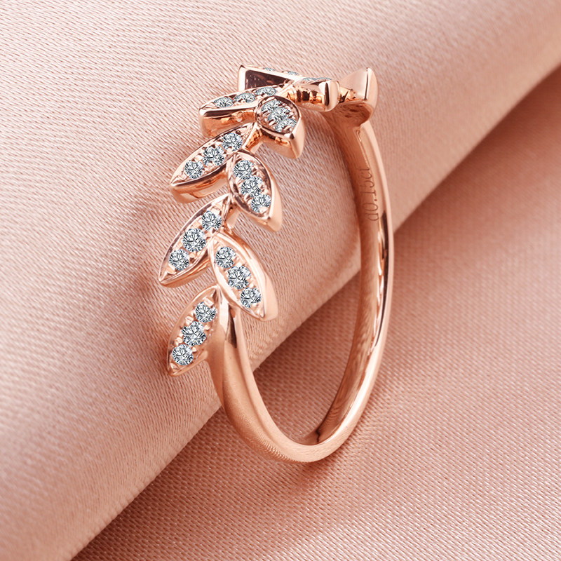 18K Gold Rose Gold Diamond Ring Proposal Diamond Ring Female Custom Platinum Platinum Engagement Ring Tail Ring For Girlfriend