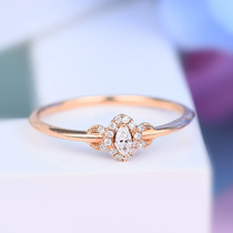 18K rose gold diamond ring female horse eye drill ring custom platinum GIA nude drill for wedding ring minimalist group inlaid