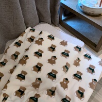 Fabric thickened and widened cartoon black and white rabbit scarf bear double-sided flannel clothing home pajamas plush fabric