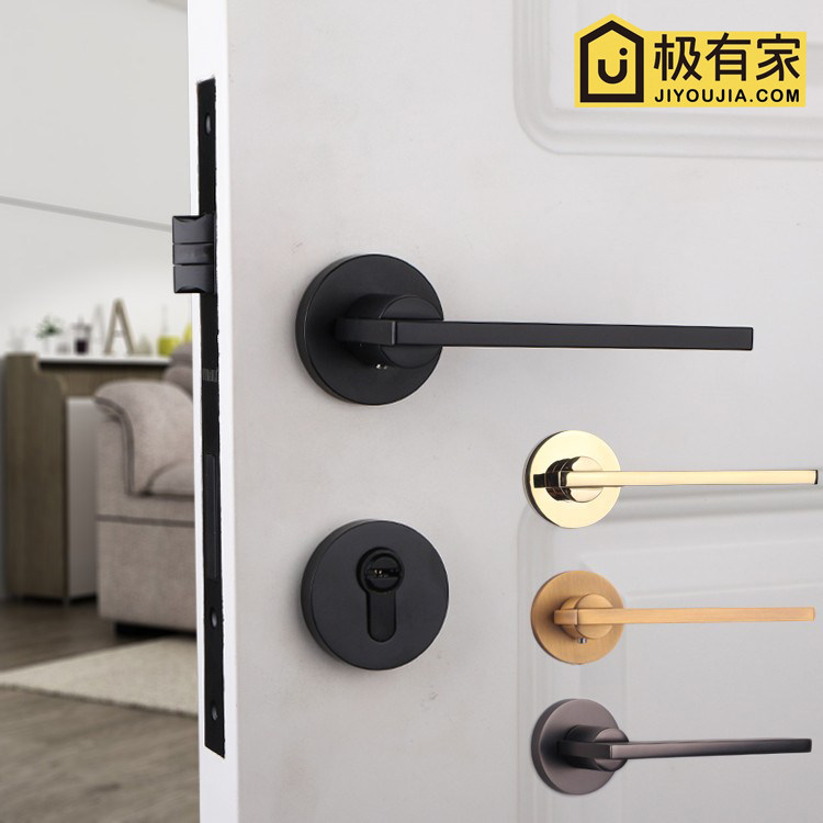 Eberly simple room door lock black mute magnetic door lock bedroom golden light luxury Nordic solid wood door lock