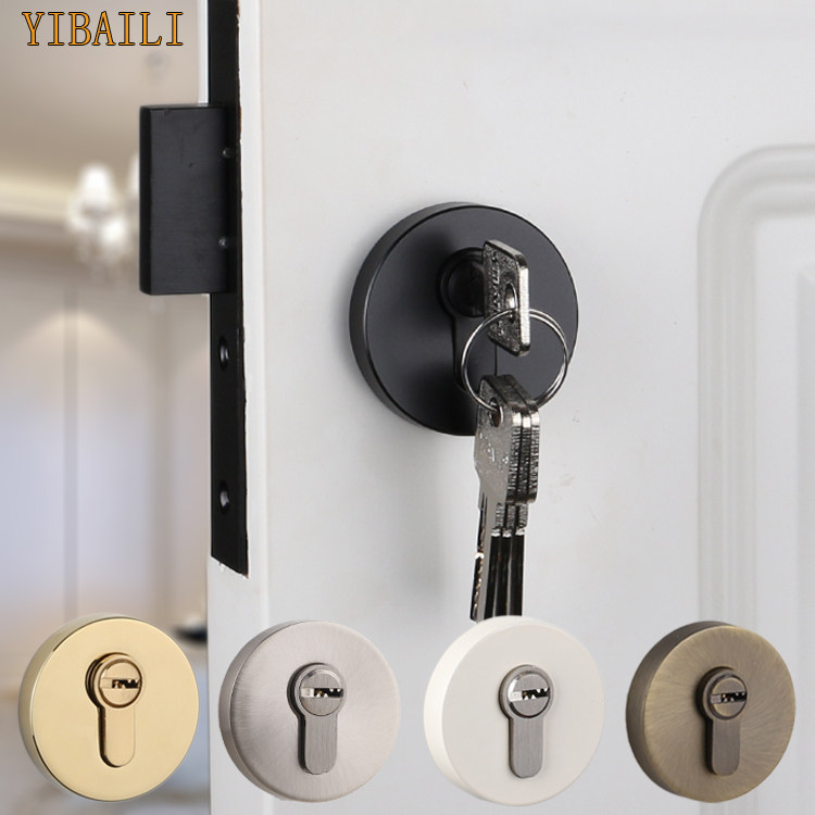 Black auxiliary lock locking Blue bronze double single-sided lock Bathroom access lock Fire door handle-less lock Invisible door lock