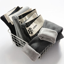 Pure cotton grey beating underpants female outside wearing high waist plus suede thickened threaded big code elastic display slim and small feet warm cotton pants