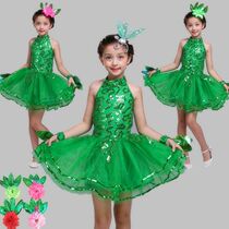Small grass acting out of suit Childrens green princess dresses Jasmine dance suit Chunxiao Children play out to serve low carbon Bebe female