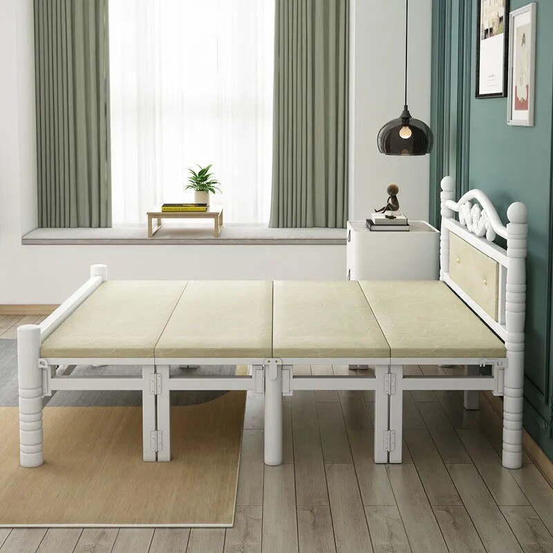 Rental House bed iron frame bed modern simple 2021 New collapsed rice double master bedroom solid and durable