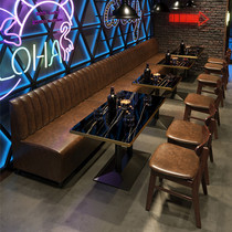 Industrial wind music dining bar casual bar commercial card seat sofa soft bag bar Teahouse restaurant American table and chair set