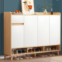 Wooden shoe rack wooden shoe cabinet with door solid wood multilayer doorway 2021 new solid wood household dust thin