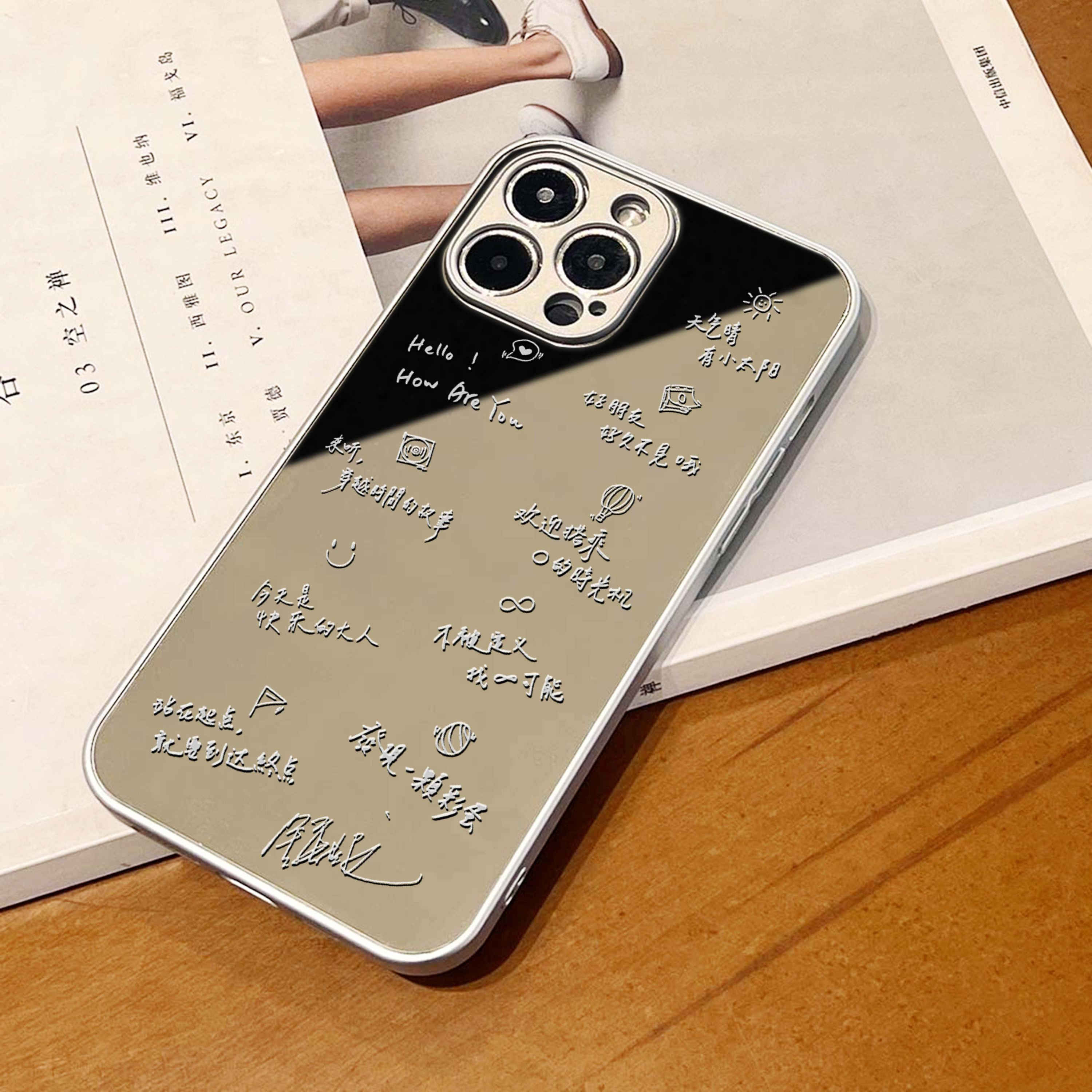 Wallace Chung Heyの手書き歌詞ミラー、Huawei Honor、OPPOVIVO、Apple、Xiaomi、Redmiの携帯電話ケースに最適